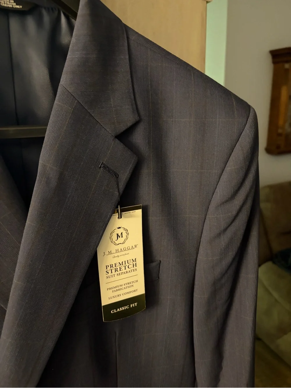 Haggar Men's Dark Navy Windowpane Suit Jacket
